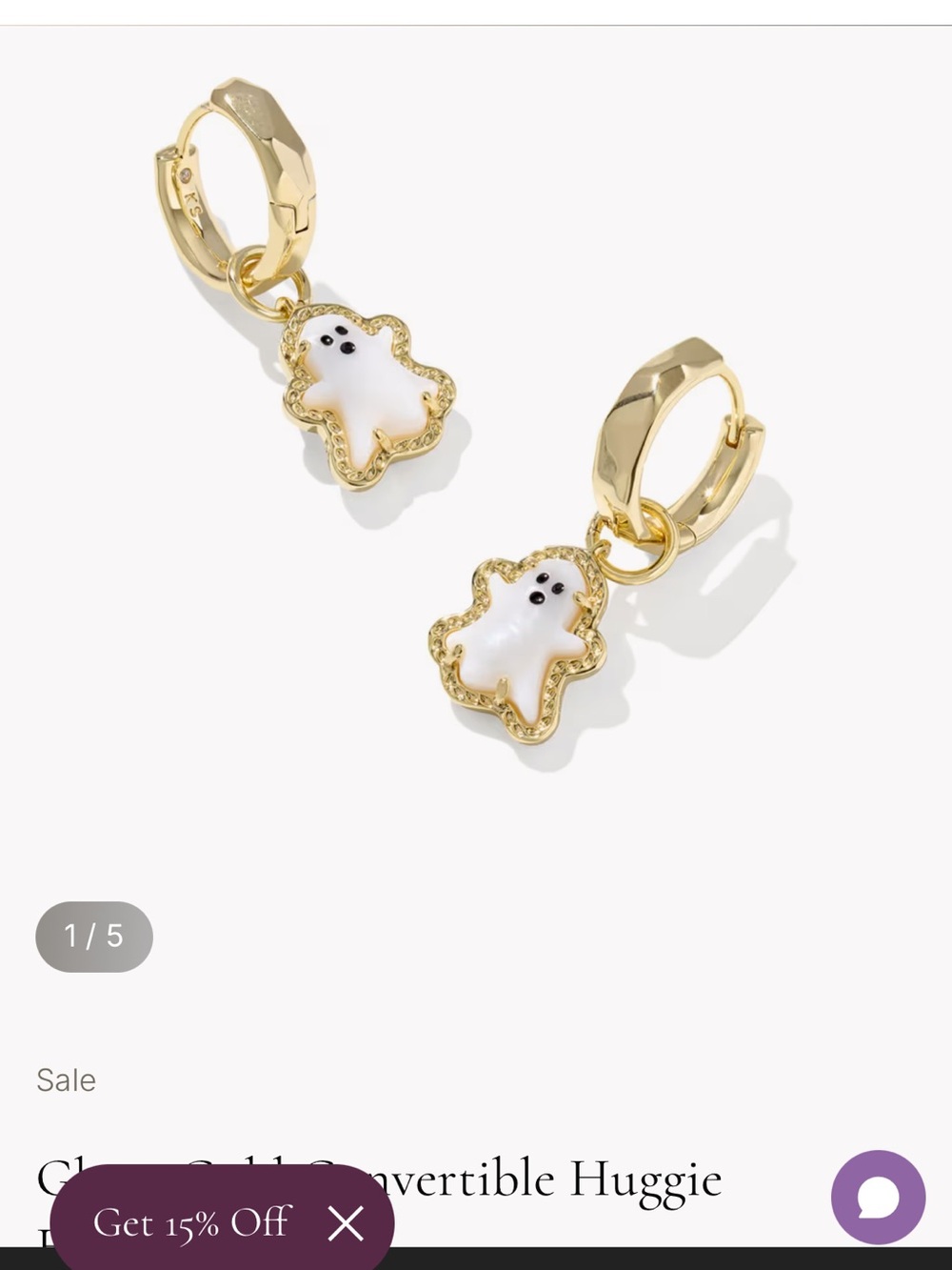 Kendra Scott Ghost Gold Convertible Huggie Earrings new !!